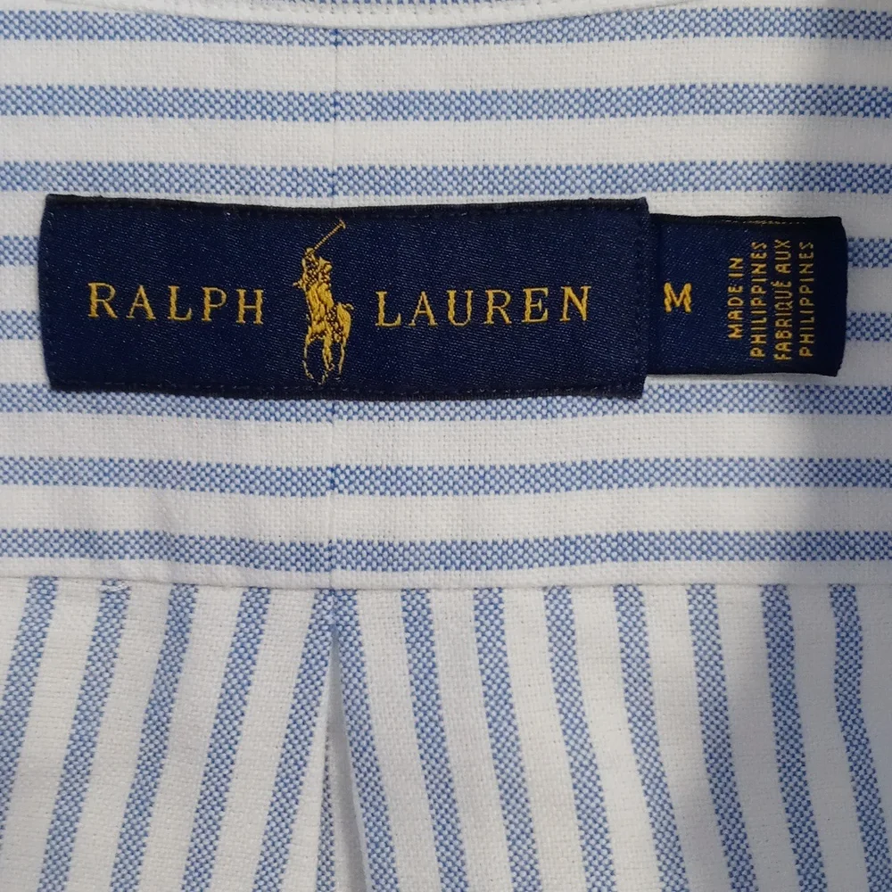 🐎Ralph Lauren🐎 - Men's Blue/White Stripe L/S Oxford Button Down - Picture 4 of 15